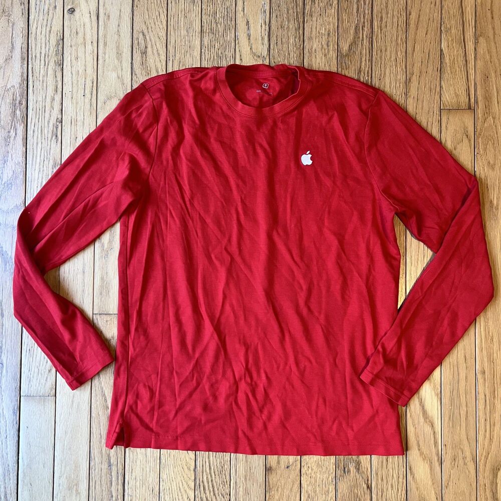 Official Apple Store Employee Long Sleeve Red Uniform Shirt-Size S